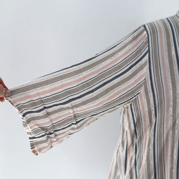 Boho Me Stripe Collared Shirtdress Women 1X Coastal Grandma Bohemian Resort Wear - Picture 12 of 13